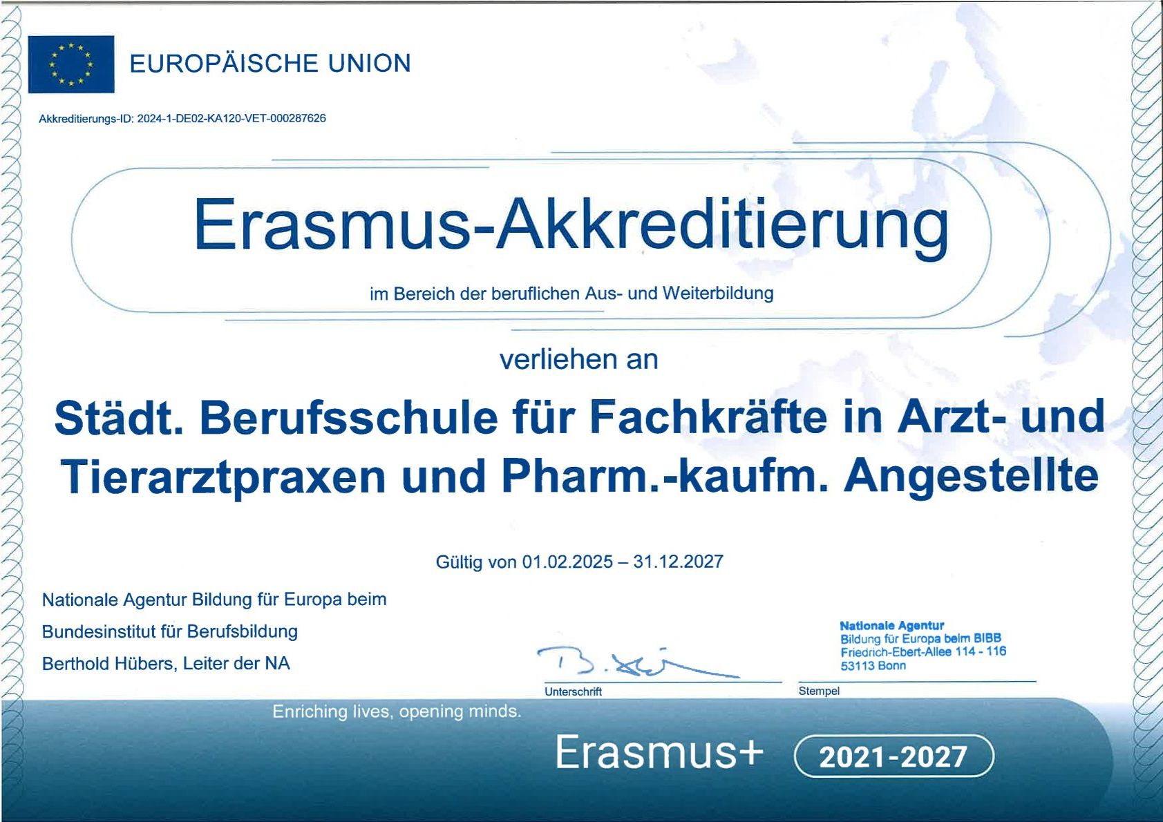 Erasmus_Zertifikat_Akreditierung_190325 Offizielle Erasmus+ Schule
